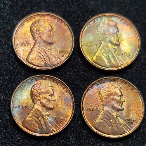 Lot of (10) Toned 1953-D Lincoln Wheat Cents | UNC Condition - Picture 4 of 10