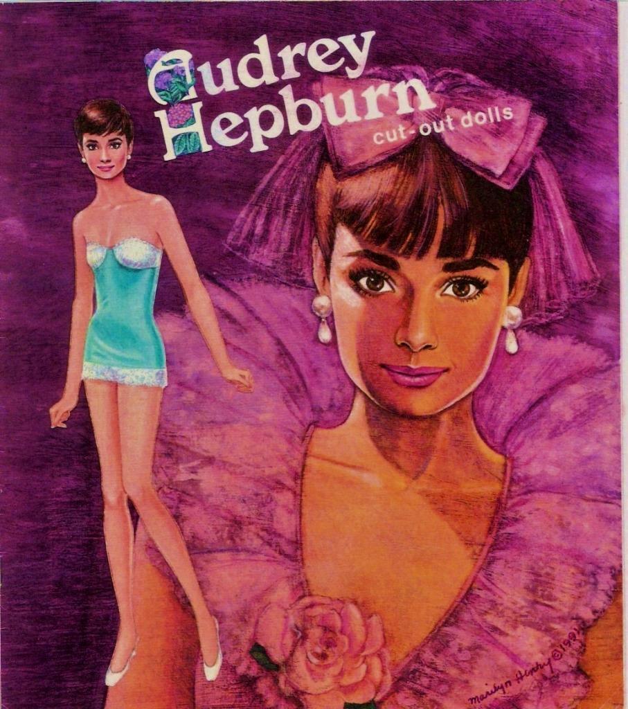 VINTAGE UNCUT AUDREY HEPBURN PAPER DOLLS~#1 TOP MARILYN HENRY REPRODUCTION~RARE