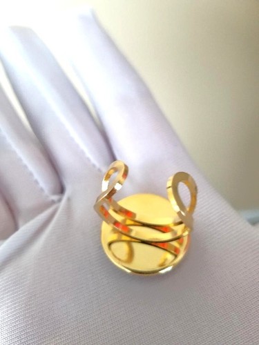 Opal Ring: Pink Fire Resin Opal Ring 16mm in 18 Karat GP Stainless-Steel Band - Picture 7 of 7