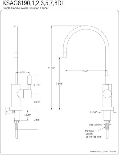 Kingston Brass KSAG8198DL Rubinetto filtrazione acqua Concord cromato - Foto 4 di 5