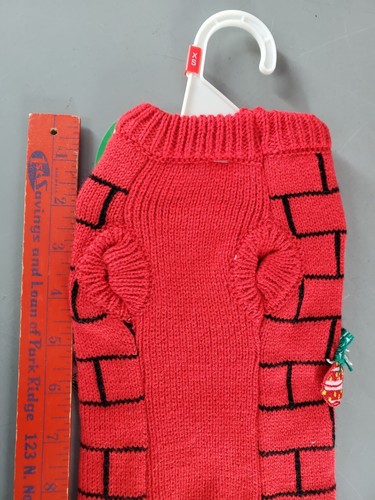 MERRY AND BRIGHT X SMALL PET KNIT SWEATER COSTUME CHRISTMAS FIREPLACE DESIGN XS - Picture 7 of 10