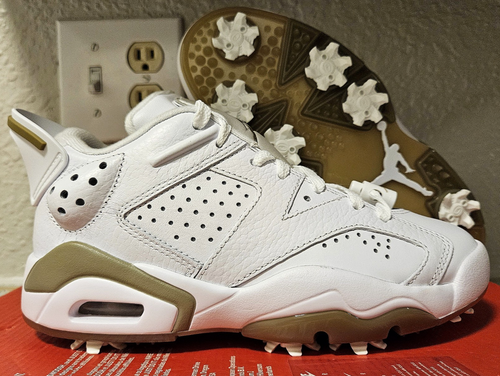 Nike Air Jordan 6 Retro G Golfschuhe weiß khaki Herren 4/Damen 5,5 DV1376-100
