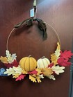 NEW Pottery Barn Thanksgiving Autumn Fall Leaves 32" Demi Wreath Felted Wool NWT