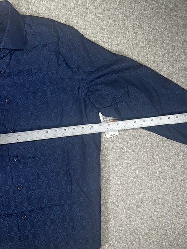 Tasso Elba Shirt Adult Small Blue Button Up Long Sleeve Logo Design Classic Mens - Picture 10 of 13