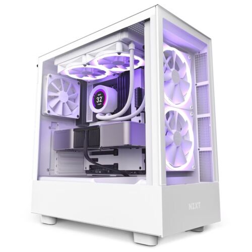 NZXT H5 Elite - CC-H51EW-01 White SGCC Steel, Tempered Glass ATX - OPEN BOX-MK - Picture 1 of 12