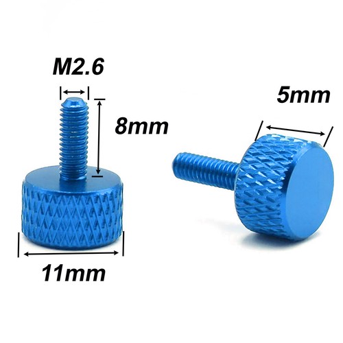 Aluminium Knurled Thumb Screw Metric M2.6X8 Flat Head Thumbscrew Bolt coloured - Picture 7 of 12