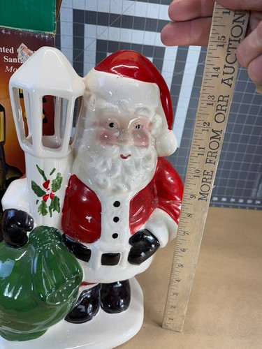 1980s Working TRIM 'n GLO Inspirations CERAMIC Light Up SANTA w/Bag & LIGHT POST - Picture 9 of 18