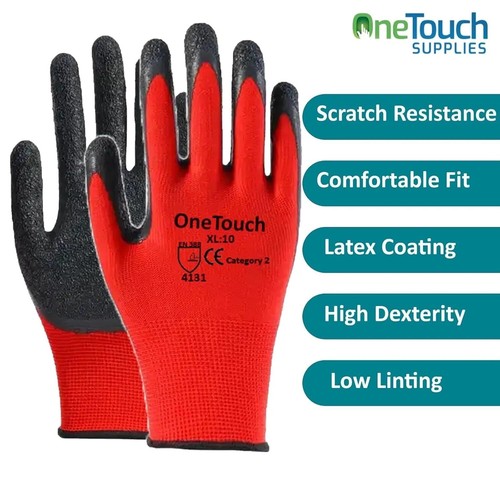 24 PAIRS LATEX COATED ORANGE RUBBER WORK GLOVES BUILDER GARDENING SAFETY GRIP - Picture 13 of 13