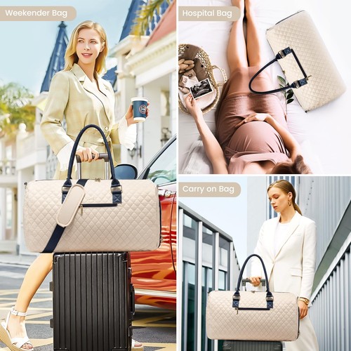 Travel Duffle Bag Weekender Bag for Women Carry on Overnight Bag with Shoe Co... - Picture 6 of 6