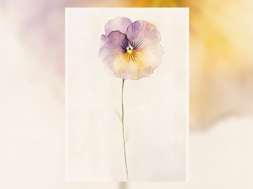 Pale Purple Pansy 5"x7" Print on Matte Paper | Delicate Flower Watercolor - Picture 2 of 18