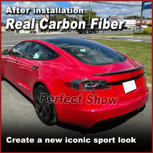 Spoiler posteriore in carbonio bagagliaio spoiler ala labbro adatto per Tesla Model S 21-23 - Foto 3 di 13