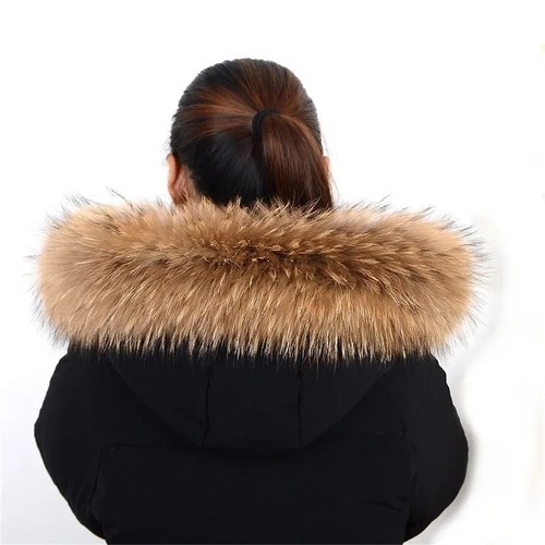 Echt Waschbär Pelzkragen Naturfell Schal 75*12cm Flauschige Jacken Kapuze Fellbesatz - Bild 41 von 52