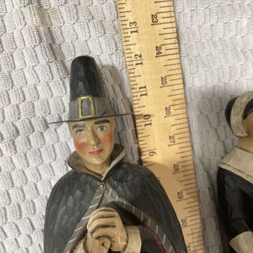 Leo R. Smith III Folk Art Man & Woman Pilgrims Set Thanksgiving - Picture 3 of 18