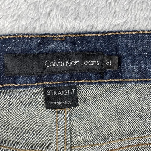 Calvin Klein Jeans Men's Sz. 31 Blue Straight Cut Dark Wash Cotton Denim Pants - Picture 11 of 12
