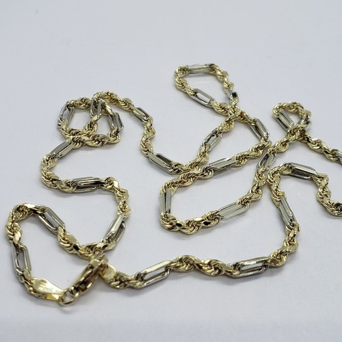 Authentic 14k Gold Two Tone Figarope Chain Necklace or bracelet 3mm-6mm 7"-30" - Picture 16 of 46