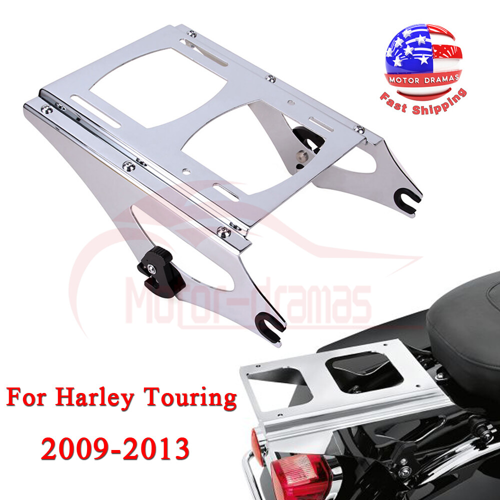 Black Detachable Two Up Tour Pak Pack Mounting Rack For Harley Touring 2009-13