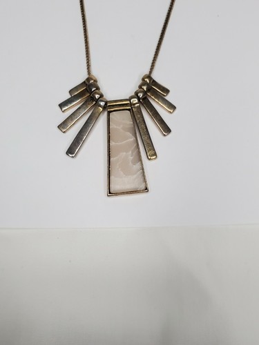 Collar Mezclado de Metal y Piedra Geométrico Tono Dorado 24"" + 2"" Cadena Moda Disfraz - Imagen 3 de 5