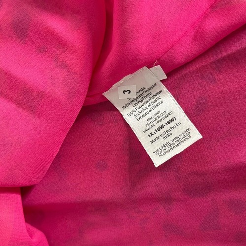 Terra & Sky geblümte Bluse gesmokt Langarm Oberteil rosa orange 1X (16W-18W) NEU - Bild 7 von 11