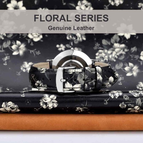 Reloj de pulsera WOCCI estampados de flores cuero genuino correas 18 mm 20 mm 22 mm mujer - Imagen 20 de 60