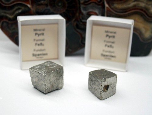 Cristales de pirita 2 piezas Navajun pirita oro gato cubo de pirita PY166 - Imagen 2 de 2