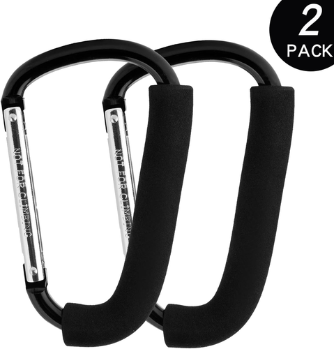 Crochets de Poussette, 6,3" Grand Clip de Poussette, Grand Mousqueton, Lot de 2 Crochets pour Hangin - Photo 2/12