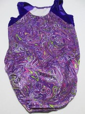 Prizm Youth Girls Size XS Sport Suit Purple Wide Strap Spotted Glitter Dancewear