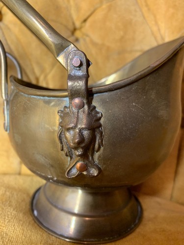 Vintage Brass Pot Planter Home Decor Porcelain Handle Flowers Copper Appointment - Picture 9 of 12