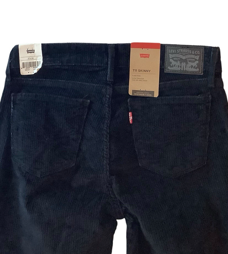 New Levis 711 Mid Rise Skinny Corduroy Jeans Womens Size 27X30 Black - Picture 3 of 8
