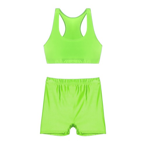 Mujeres Brillante 2 Piezas Trajes Camiseta sin mangas corta con pantalones cortos Ropa deportiva Traje de baño - Imagen 64 de 83