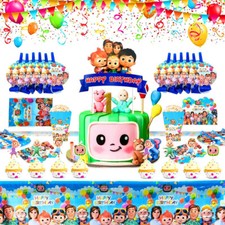 Cocomelon  Tableware Party Supplies Kids Birthday Banner Topper Balloon Plate