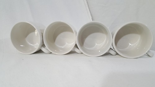 Set of Four Tabletops Unlimited FRUIT DE BLANC Coffee Tea Mugs White Embossed - Picture 8 of 12
