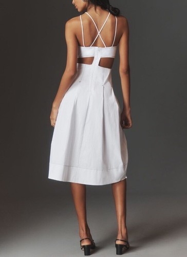 By Anthropologie Strappy Square-Neck Apron Midi Dress. Size 8. MSRP $178 - Picture 2 of 19