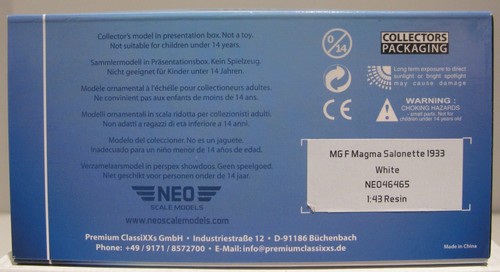 Neo Models 1:43 46465 1933 Green & White MG F Magma Salonette RHD - Picture 12 of 12
