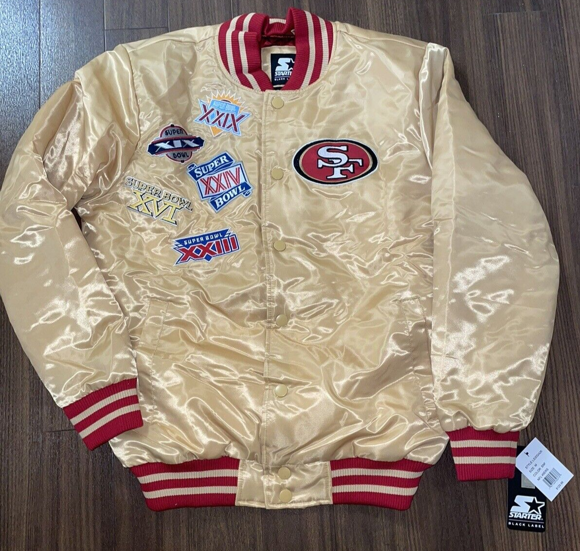 Starter San Francisco 49ers GOLD Jacket Satin Men SIZE L 5X Super