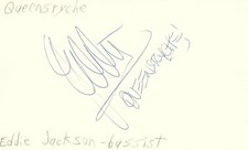 Eddie Jackson Bassist Queensryche Heavy Metal Band Signed Index Card JSA COA