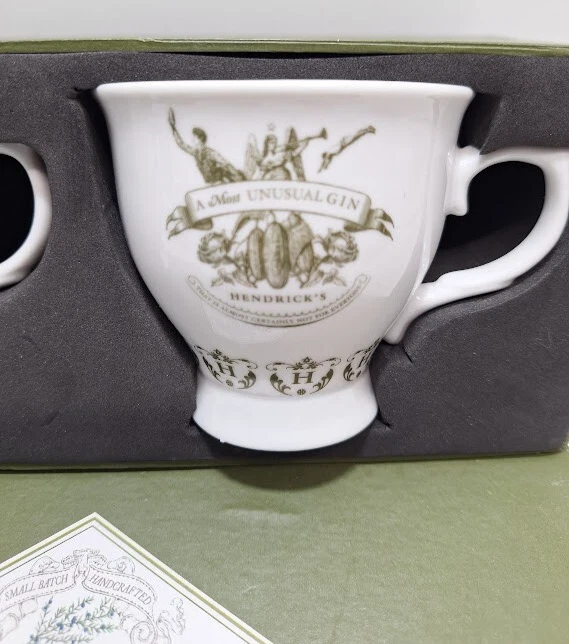 Hendrick's Gin Cups A Most Unusual Gin Green White Porcelain 3" Boxed Set Two - Image 2 of 4