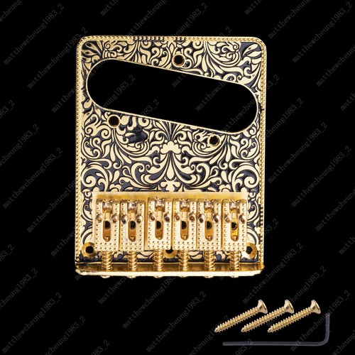 Electric Guitar Bridge 6-String Plate Carved Pattern Plate For Telecaster Guitar - Picture 12 of 14