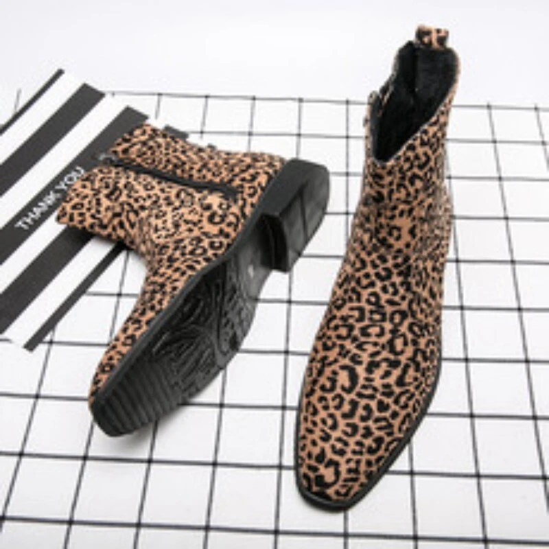 Leopard print sale boots flat