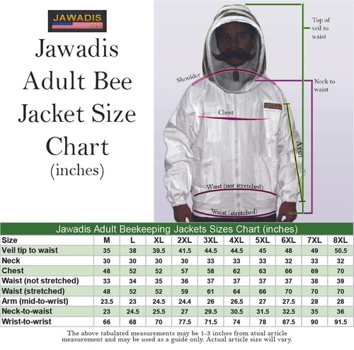 Yellow Heavy Cotton Beekeeper Jacket with Removable Veil - 3XL Size - Protection - Bild 7 von 7