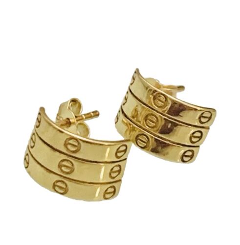 ๐บ๐ธ Orecchini Mezzo Cerchio K18 Giappone Oro Vero 18k Non Placcati Eleganti Regalo Bo - Foto 2 di 18