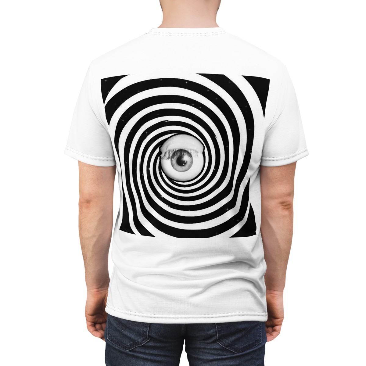 【OJOS】Volume Patch T-shirt Twilight Zone Retro Psychedelic Eyeball Eye Unisex Cut & Sew