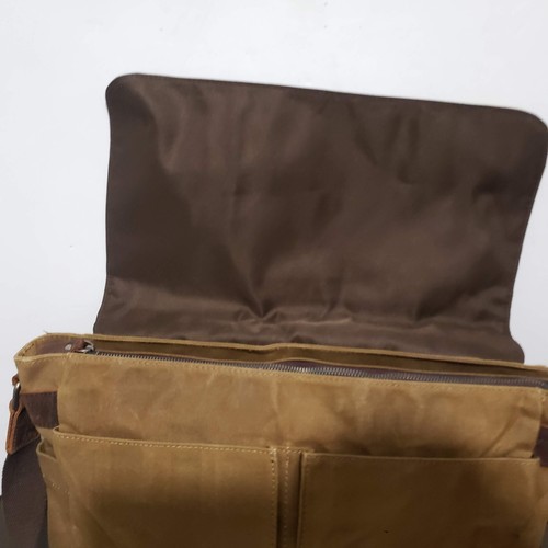 Waterproof Canvas & Leather Laptop Bag Briefcase Messenger Shoulder Bag - Picture 9 of 19