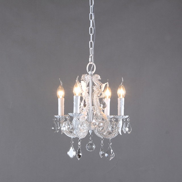 Modern 4 Lights Clear Crystal Chandelier White Metal Frame Pendant Modern 4 Lights Clear Crystal Chandelier White Metal Frame Pendant Light Pl643