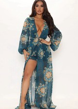 Dress Size Small Women Maxi Dress Chiffon Floral Shorts New With Tags