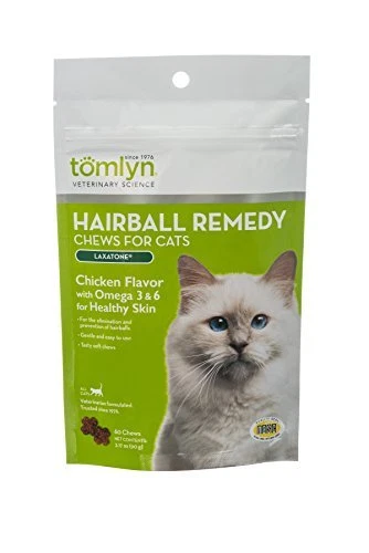 Tomlyn Natural Hairball Remedy Chews For Cats Laxatone 60 Chews