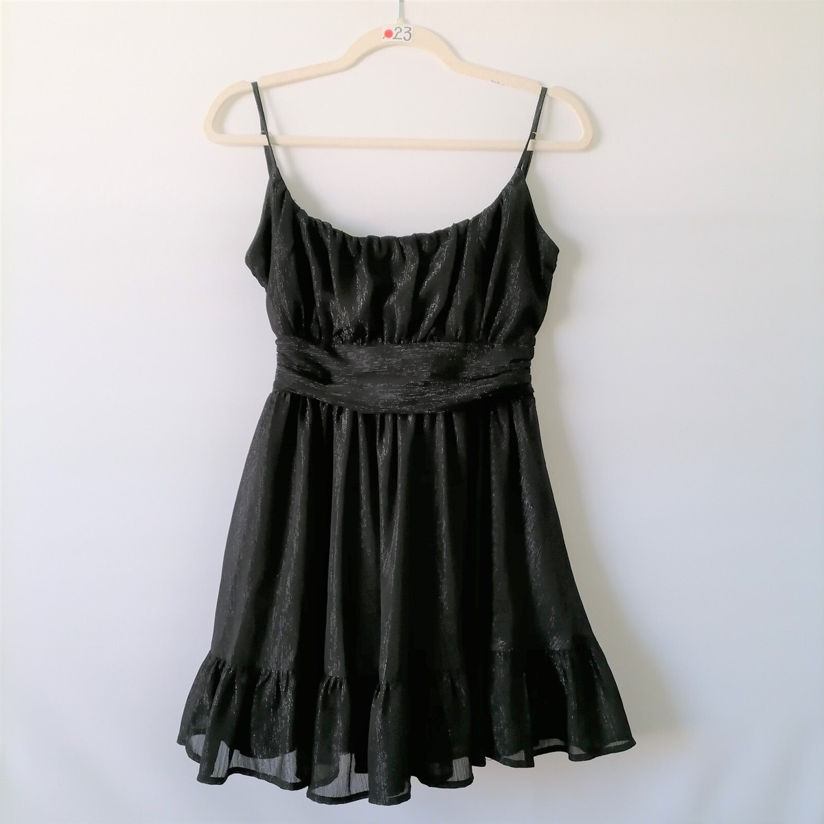 molly ruffled chiffon dress Lucky In The Sky Womens Black Sleeveless Molly Ruffled Chiffon Mini Dress  Size M