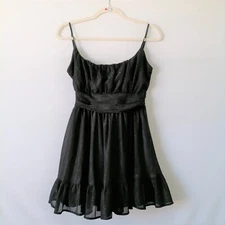 Lucky In The Sky Womens Black Sleeveless Molly Ruffled Chiffon Mini Dress Size M
