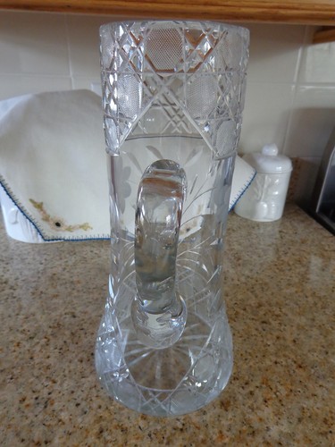 H.C. Fry Clear Glass Cut Crystal TANKARD/12" Tall (1901-1933) - Picture 5 of 8