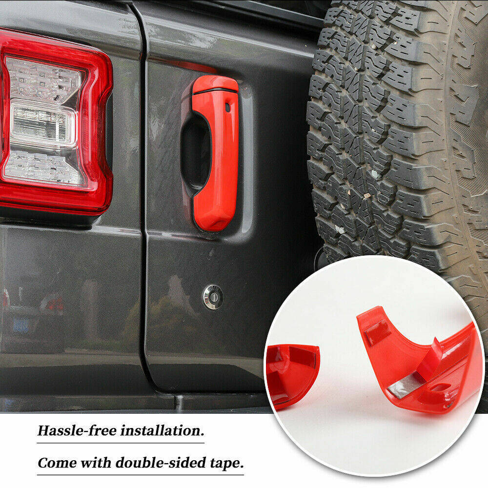 Exterior Side Door Handle Strip Trim For Jeep Wrangler JL 18-23 Bright Red 4Door