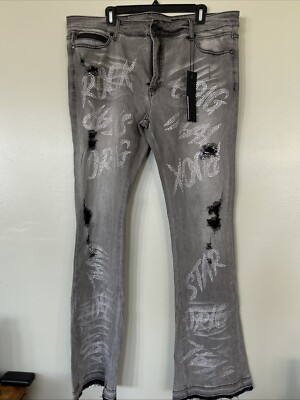 Rockstar Original Flare Denim Women Jeans Size 42 Bedazzled Distressed w/Tags